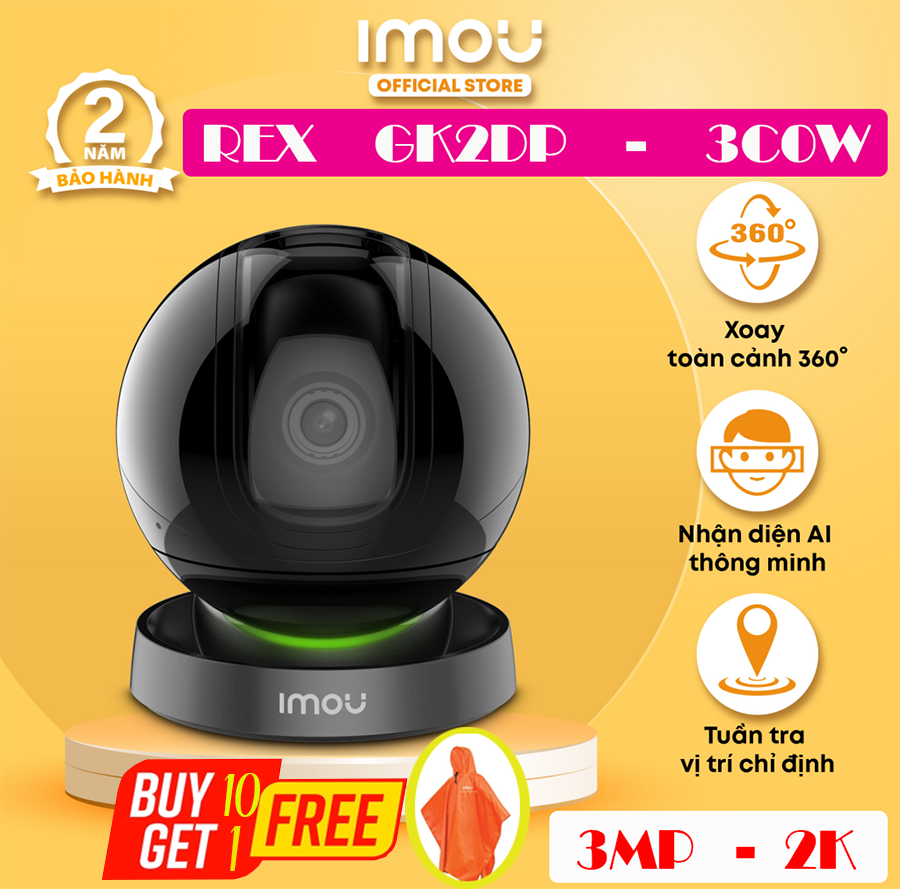 IMOU(Trong Nhà)  REX 3MP H265 IPCR GK2DP 3COW
