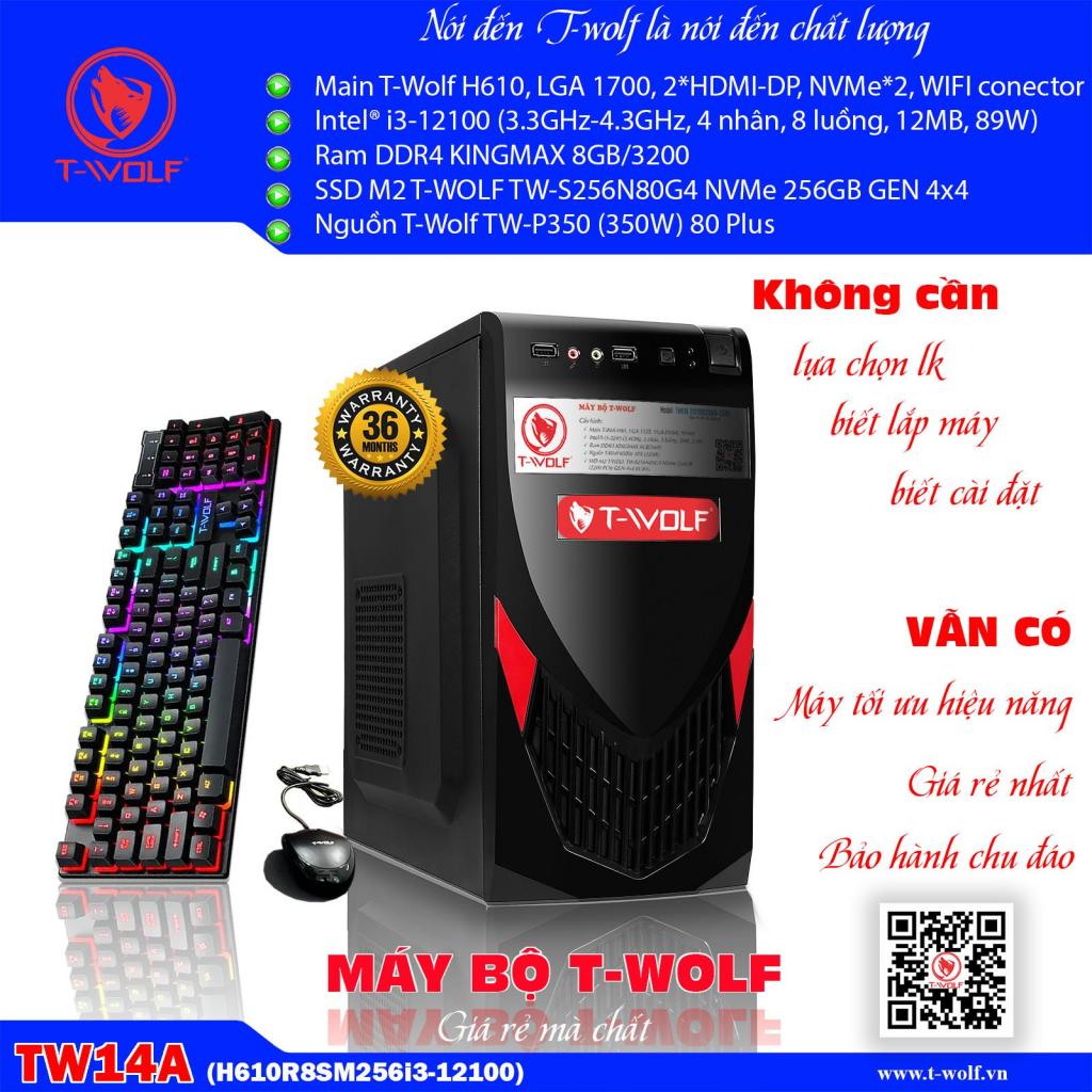 Bộ máy HỌC TẬP & VĂN PHÒNG T-WOLF TW14A (H610R8SM256i3-12100)