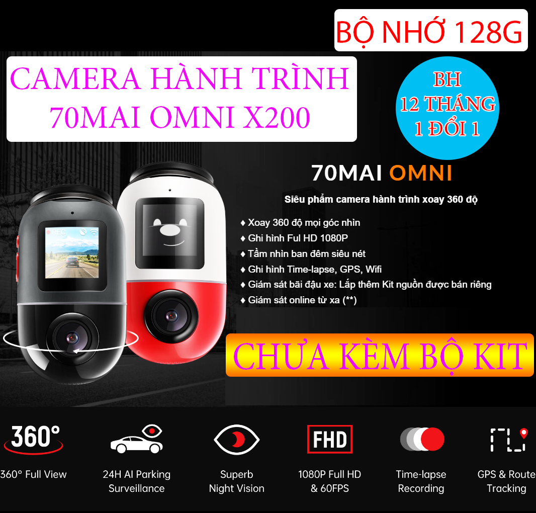Camera hành trình 70mai OMNI X200 BỘ NHỚ 128G