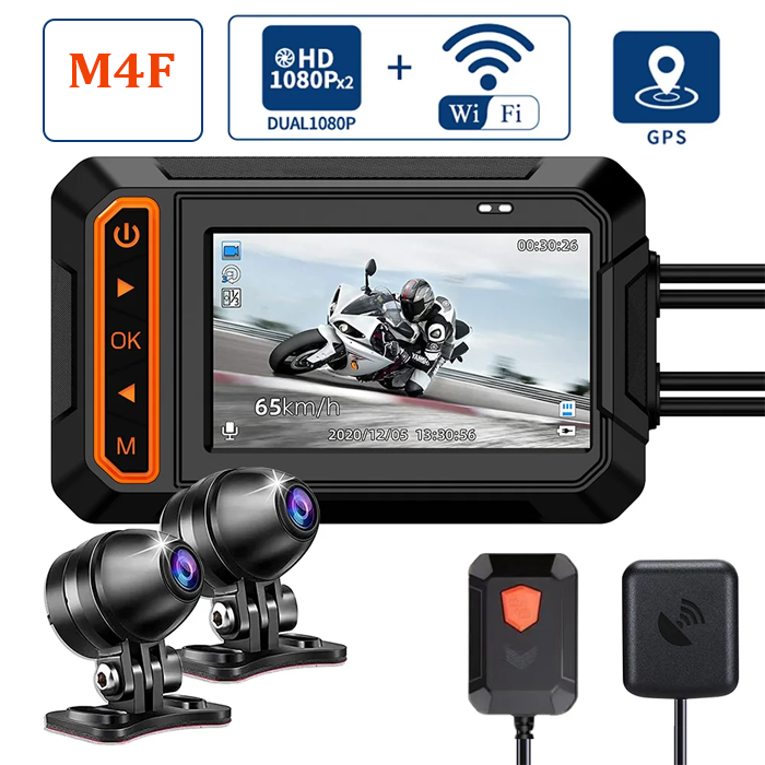 CAMERA HÌNH TRÌNH XE MÁY M4F GSP+WIFI DVR DASHCAM1080P+1080P