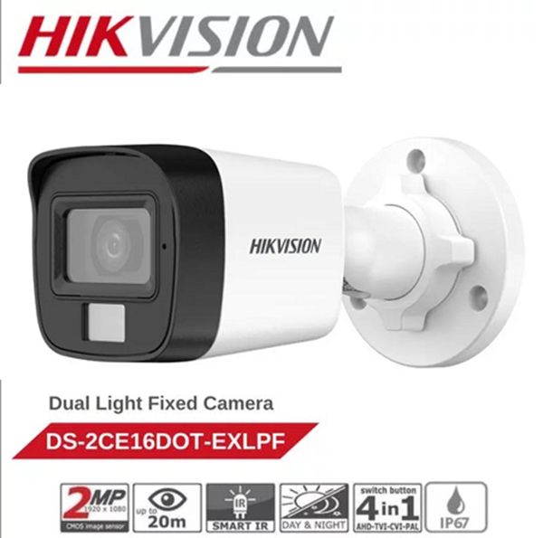 . Camera HDTVI 2MP Dual Light HIKVISION DS-2CE16D0T-EXLPF CHÍNH HÃNG ( VỎ NHỰA )