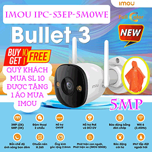 CAMERA Wifi NGOÀI TRỜI 5MP Full Color iMOU IPC-S3EP
