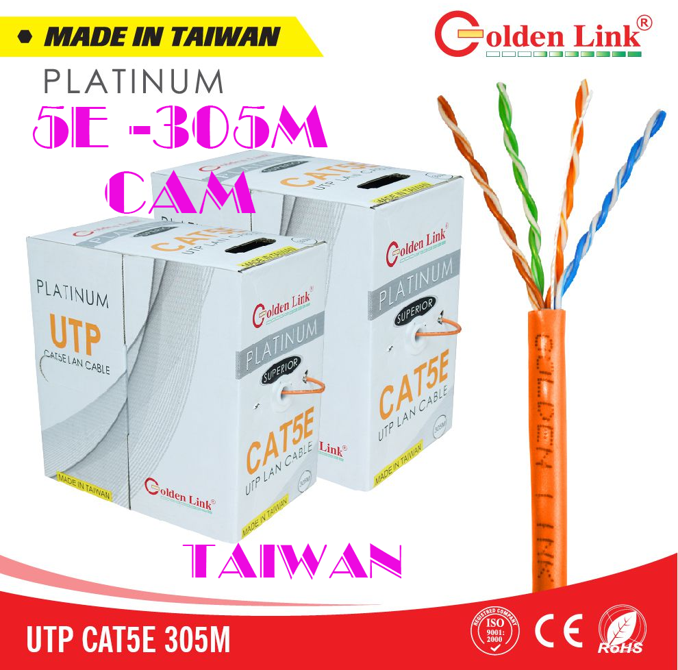 CÁP MẠNG GOLDEN LINK PLATINUM UTP CAT 5E ( DÂY CAM ) – MADE IN TAIWAN CHÍNH HÃNG