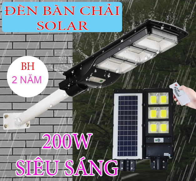 . ĐÈN ĐƯỜNG 200W NĂNG LƯỢNG MẶT TRỜI SIÊU SÁNG BÀN CHẢI