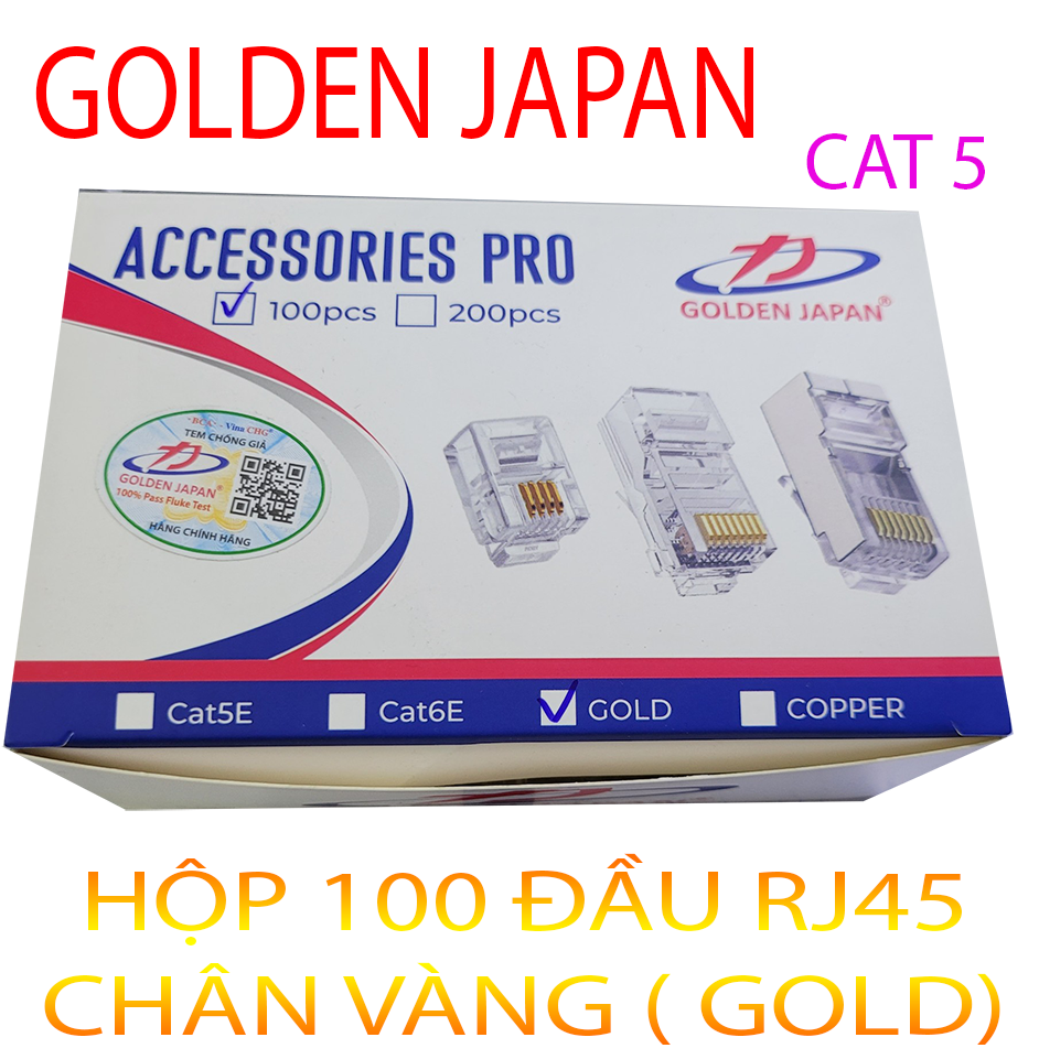 HỘP 100 ĐẦU RJ45 GOLDEN JAPAN GOLD