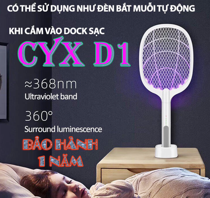 VỢT MUỖI KIÊM ĐÈN BẮT MUỖI CÓ ĐẾ CYX D1